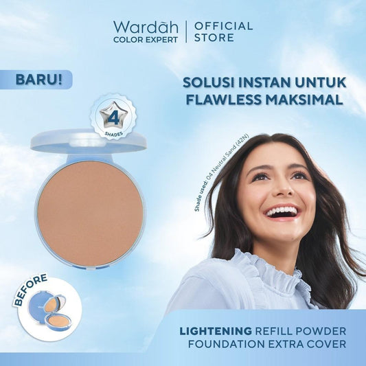 WARDAH Refill Lightening Powder Foundation Extra Cover Make Up – Two Way Cake with Medium to High Coverage & Flawless Matte Finish