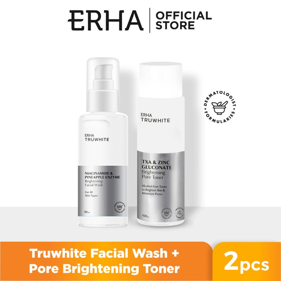 ERHA Bundle Truwhite Brightening Facial Wash 90 ml + Face Toner 100 ml - Sabun + Toner Pencerah Wajah