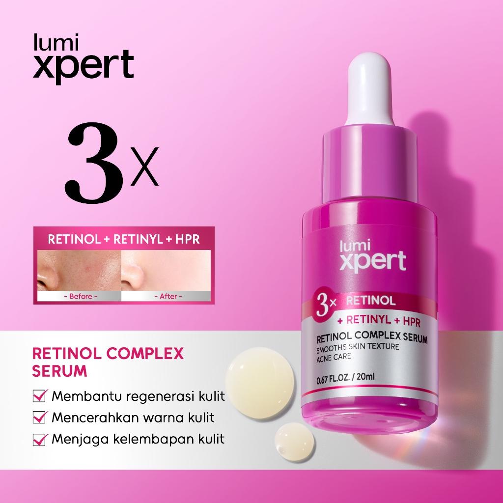 Lumixpert Retinol Complex Serum 20ml Membantu regenerasi kulit dengan stabil untuk merawat kulit berjerawat, menghaluskan tekstur