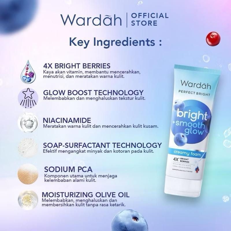 Wardah BrightGlow+ Smooth Foam Cleanser | 50ml & 100ml | Radiant Skin Facial Wash