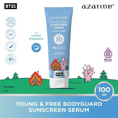 Azarine x BT21 Young & Free Body Serum Sunscreen SPF 50 PA++++ – 100ml | Lightweight UV Protection with Fun & Youthful BT21 Design