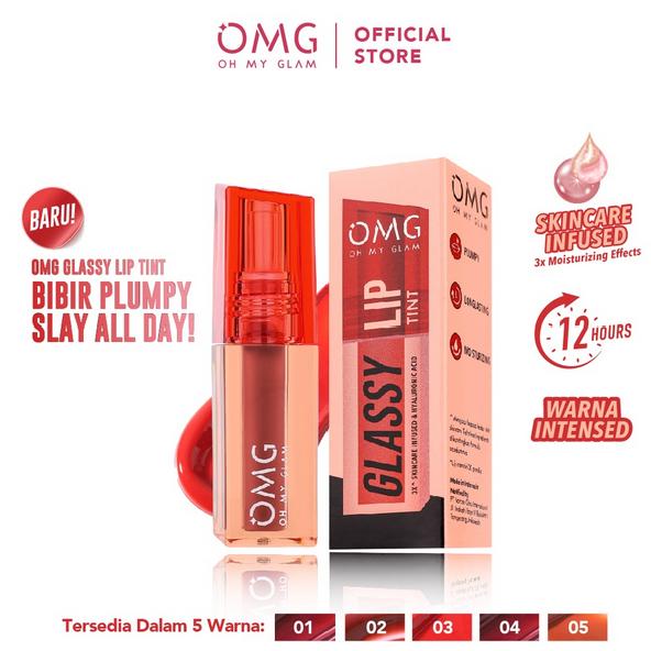 OMG Glassy Lip Tint 2g Moisturizing OH MY GLAM Lip Tint Warna Intense Tahan 12 Jam Skincare Infused