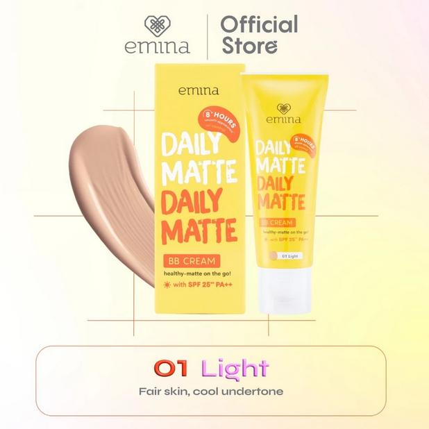 Emina Daily Matte BB Cream SPF25 PA++ 16 gr - Melembabkan, Matte Finish, Oil Control
