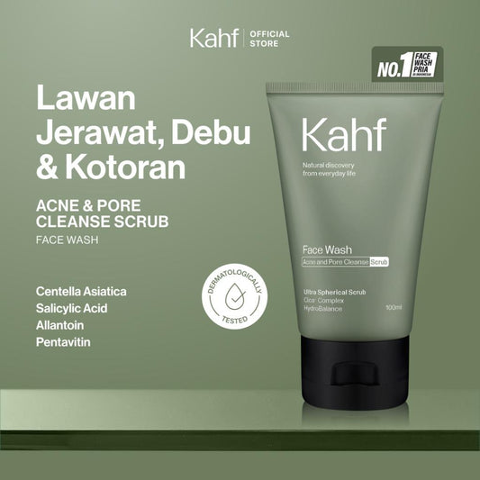 Kahf Acne & Pore Cleanse Scrub - Deep Clean & Oil Control for Men 100ml with Centella Asiatica Salicylic Acid Allantoin Pentavitin