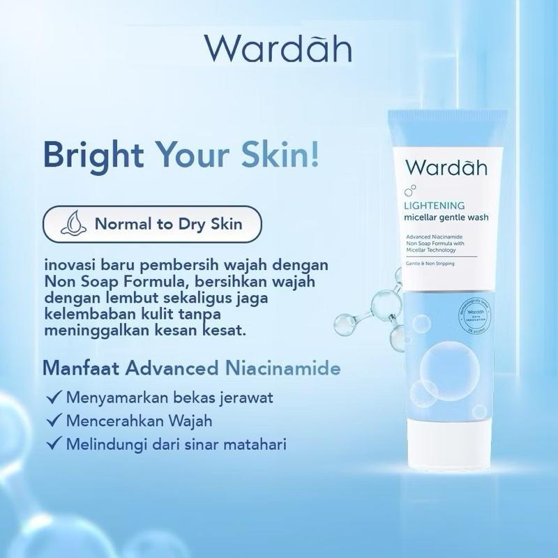 Wardah GlowRush Cleanse Niacinamide Micellar Gentle Wash - pH-Balanced & Hydrating Face Cleanser for Sensitive & Normal Skin Types