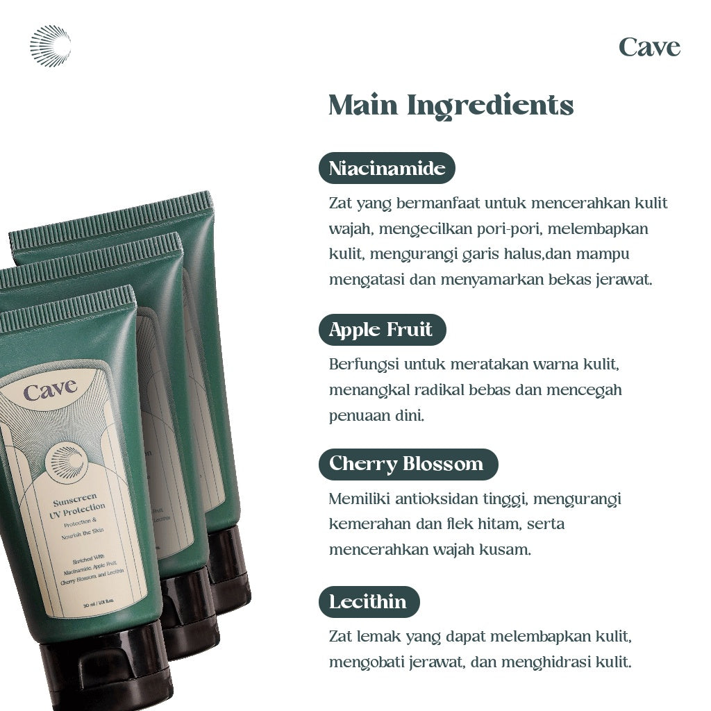 CAVE Sunscreen UV Protection -  Sunscreen Wajah Pria Perlindungan dari Sinar Matahari