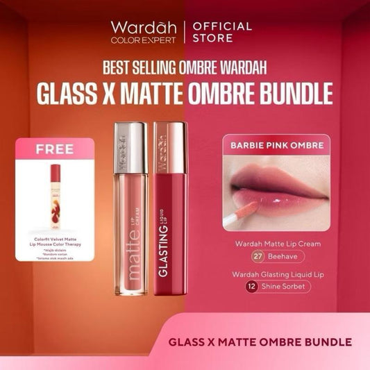 [OMBRE SET for DARK LIPS] Wardah Cleopatra Gloss & Matte – Long-Lasting Waterproof Lip Duo