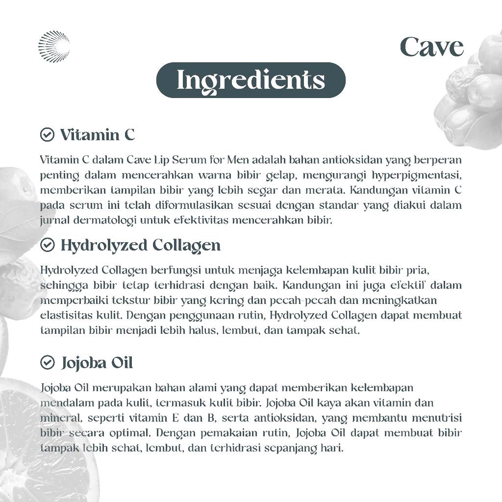 Cave Lip Serum For Men 5ml - Moisturizing Lip Treatment for Men Helps Brighten and Protect from UV Rays