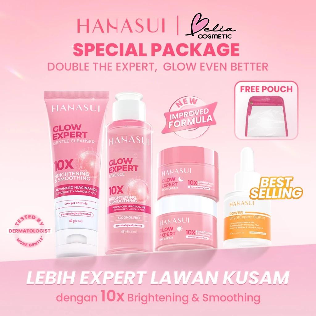 HANASUI SKINCARE Set | Flawless Glow 10 & Acne Treatment Series | Complete Daily Routine | BPOM Certified | FREE Travel Pouch