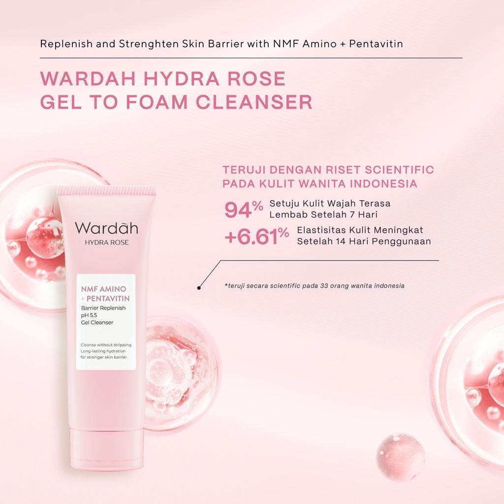 WARDAH – Hydra Rose Barrier Replenish Gel Cleanser 100ml | pH 5.5 with NMF Amino + Pentavitin