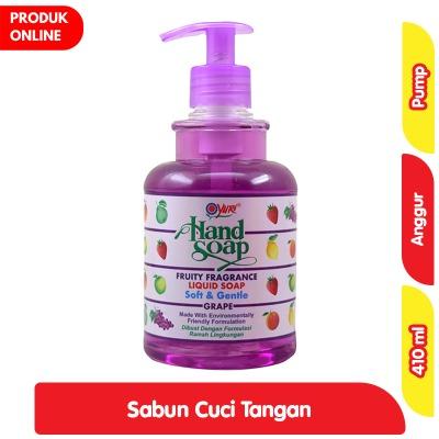 Yuri Hand Soap Grape Pump 410ml | Antibacterial Liquid Hand Wash with Refreshing Grape Scent