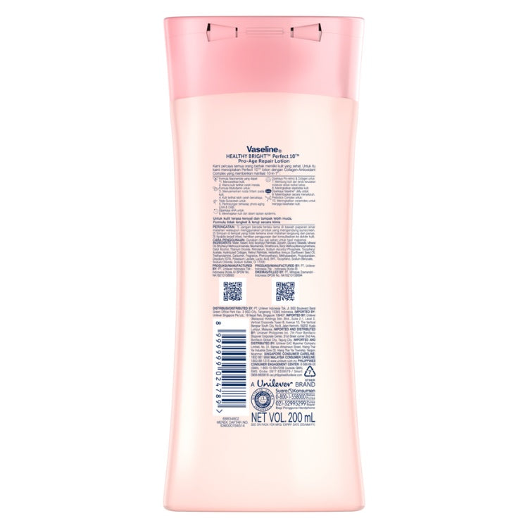Vaseline Lotion Healthy Bright Perfect 10 200ml Twin Pack
