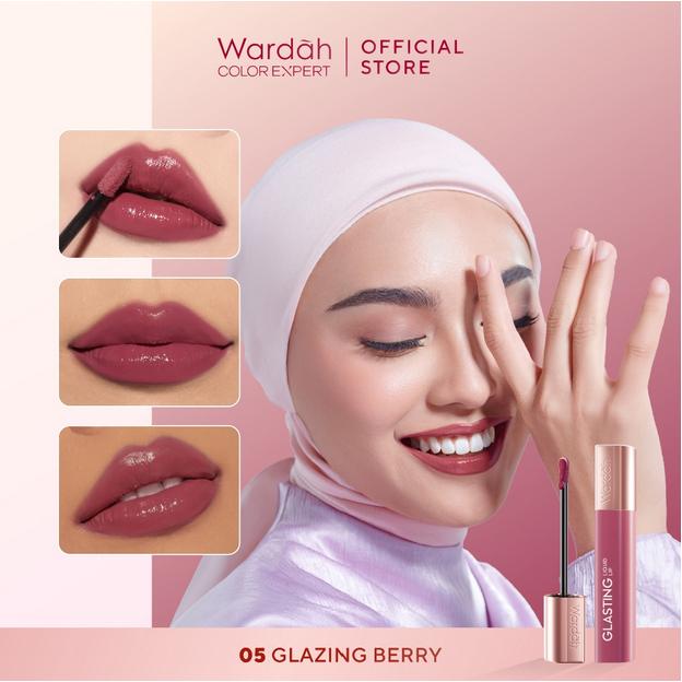 Wardah Glasting Liquid Lip Glass Hi-Pigmented LipCream Lipstick Glass Color Ringan Transferproof NEW!