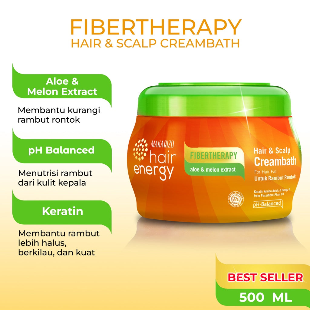 Makarizo Hair Energy Fibertherapy Hair & Scalp Creambath Aloe & Melon 500 mL