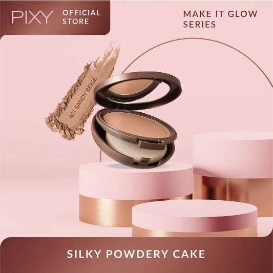 PIXY Make It Glow Silky Powdery Cake 401 Sandy Beige