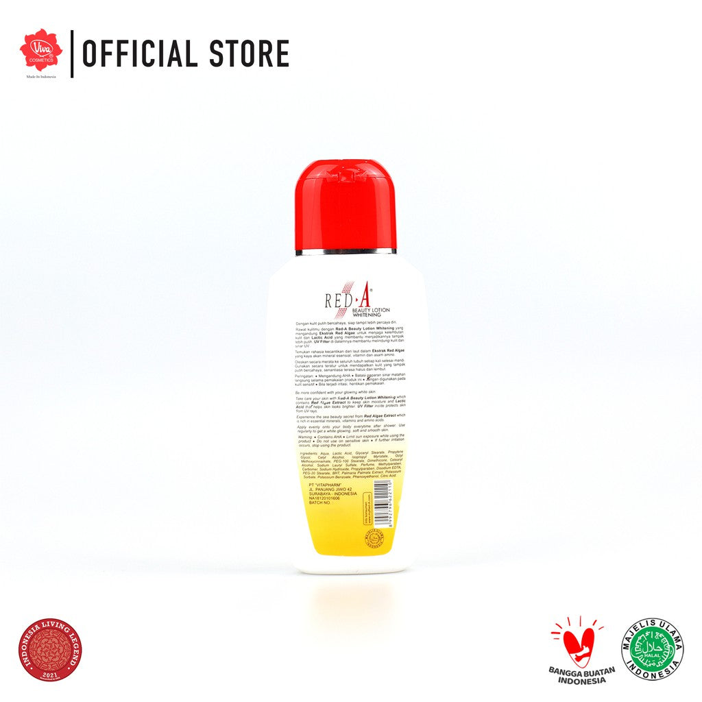 Red-A Beauty Lotion with Red Algae, UV Filter & AHA (WHITENING Hand & Body Lotion) - 125 ml