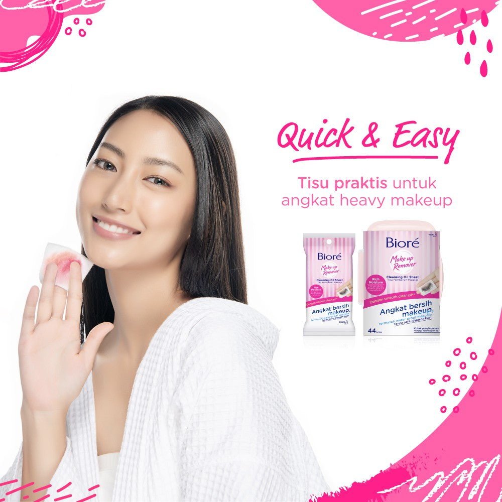 Biore Make Up Remover Tissue Untuk Make Up Waterproof Cleansing Oil Non Alcohol 10 s