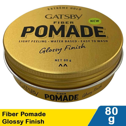 Gatsby Fiber Pomade Glossy Finish 80g – Strong Hold with Flexible Styling & Sleek Shine