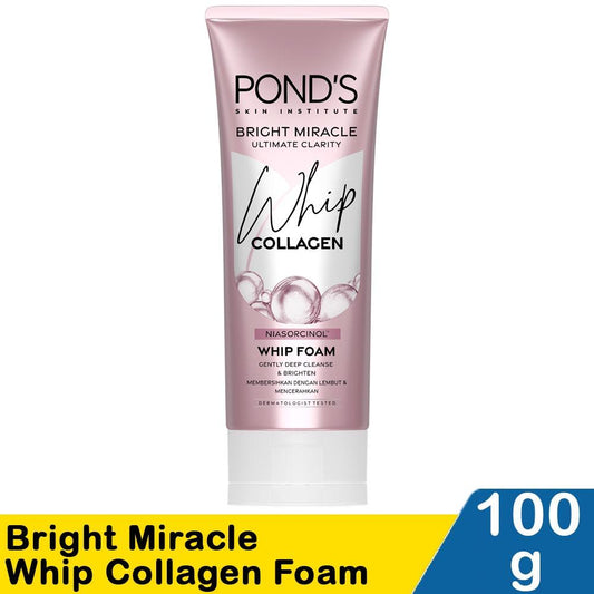POND'S Bright Miracle Whip Collagen Foam Cleanser with Niasorcinol - Deep Pore Clean & Glowing Skin 100g