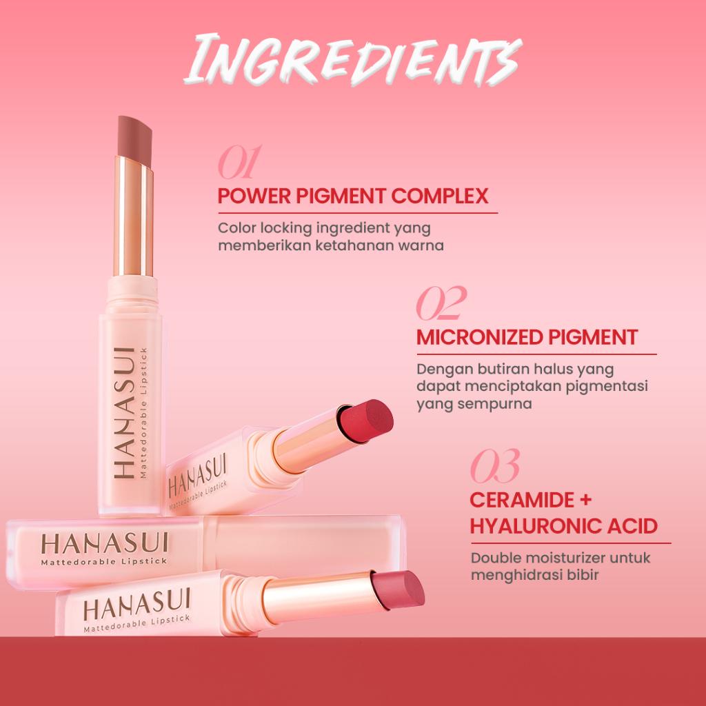 HANASUI Mattedorable Matte Lipstick 2g - Moisturizing & Smudge-Resistant Formula for Smooth Application