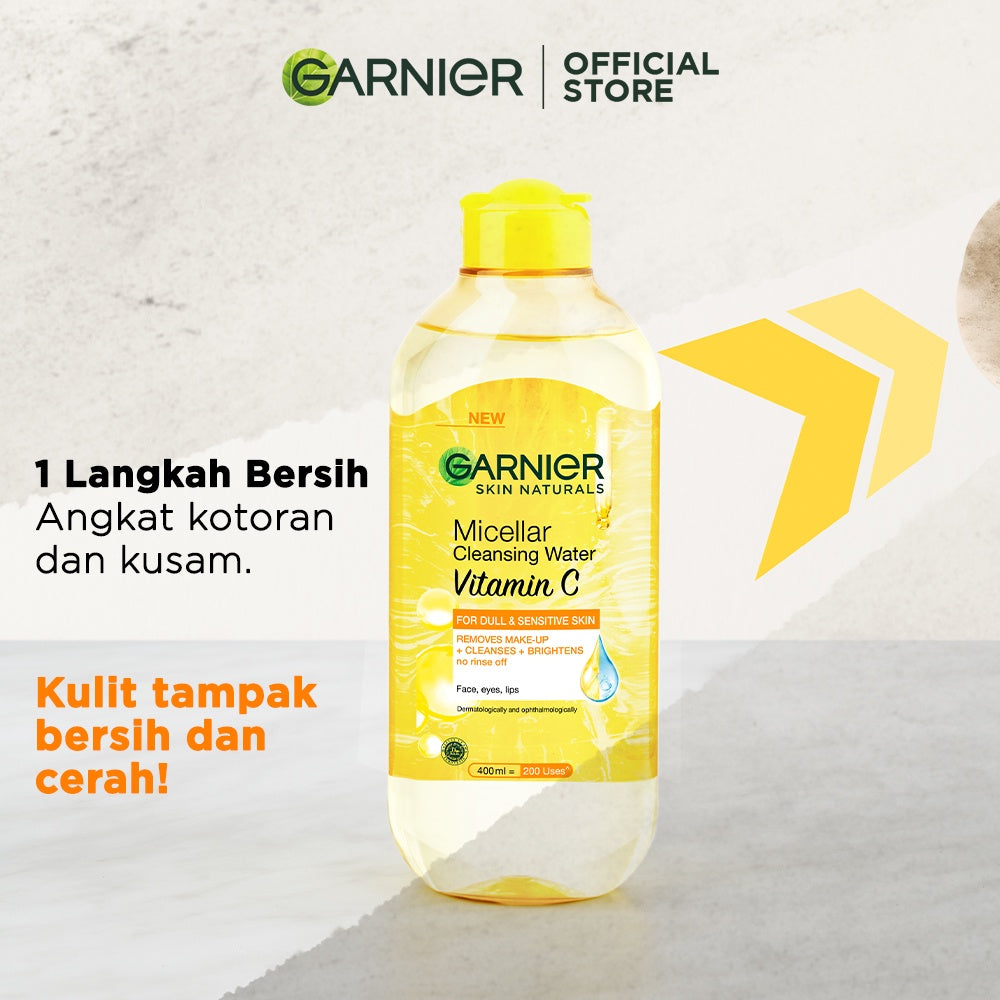 Garnier Micellar Water Vitamin C 125ml 3 pcs - Skincare Pembersih Wajah & Makeup Kulit Cerah