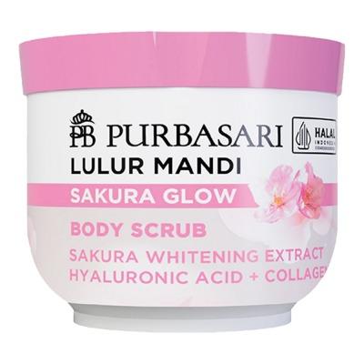 Purbasari Body Scrub – Sakura Glow 200g | Brightening & Exfoliating Scrub with Sakura Extract | Smooth, Glowing, Flower-Scented Skin