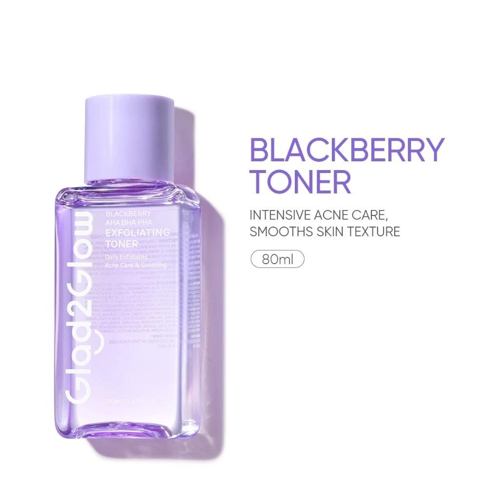 Glad2Glow Toner Series 80ml - Centella Soothing Pomegranate Brightening Blackberry Antioxidant Toner for All Skin Types
