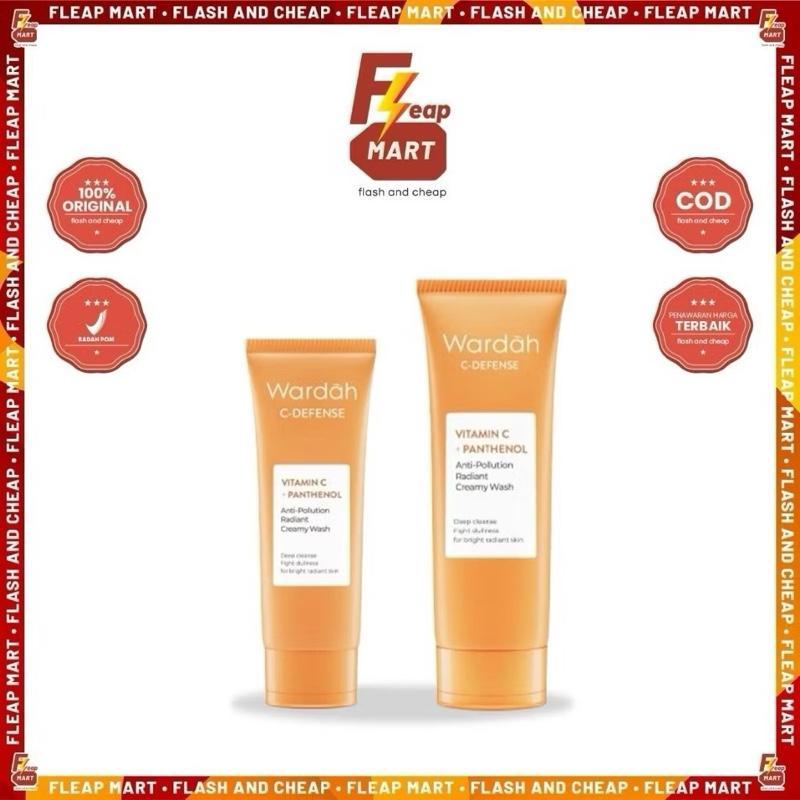 Wardah GlowGuard Vitamin C Creamy Cleanser - Gentle Daily Face Wash with High-Grade Vitamin C & Panthenol for Dull Skin - 100mL & 50mL Sizes