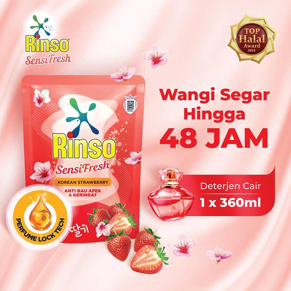 Rinso Liquid Detergent Sensi Fresh Korean Strawberry 360ml – Soft on Skin, Sweet on Scent