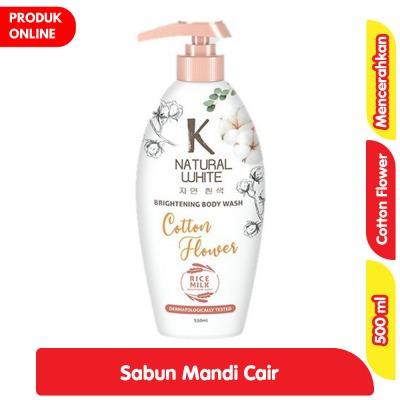 K-Natural White Body Wash Cotton Flower – Pump 500ml | Soft, Clean & Comforting Cleanser for Delicate Skin | With Cotton Flower Essence for Everyday Freshness