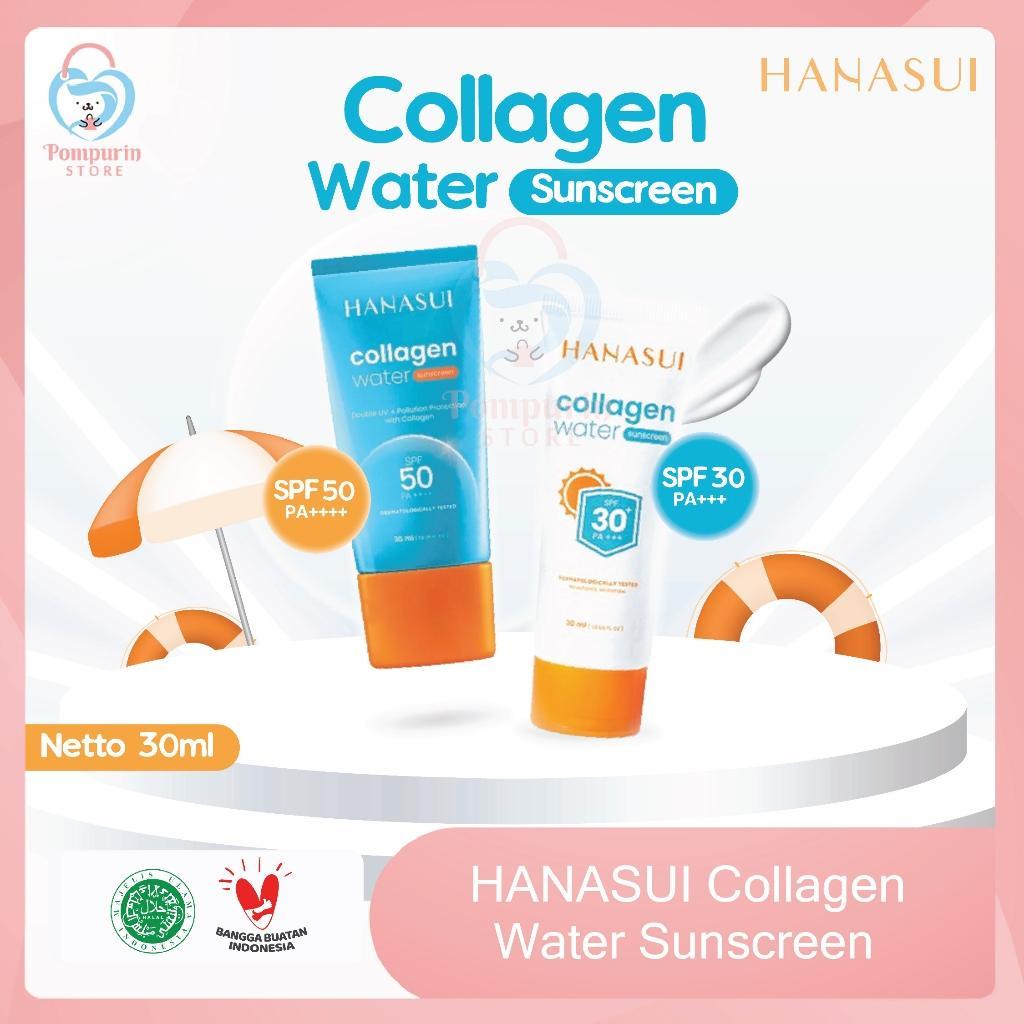Hanasui Collagen Water Sunscreen SPF50 PA+++ & SPF30 PA+++ 30ml - Lightweight, Hydrating, Non-Greasy Formula for Daily Protection