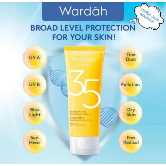 WARDAH UV Shield Essential Gel Sunscreen SPF 35 – Lightweight Daily Sun Protection (EXP 2028)