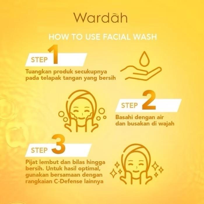 Wardah GlowGuard Vitamin C Creamy Cleanser - Gentle Daily Face Wash with High-Grade Vitamin C & Panthenol for Dull Skin - 100mL & 50mL Sizes