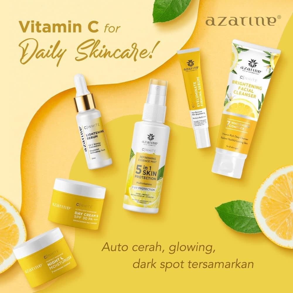 Azarine C-White Series - Day & Night Cream, Essence, Facial Cleanser, Body Scrub & Cleanser for Brightening Glow