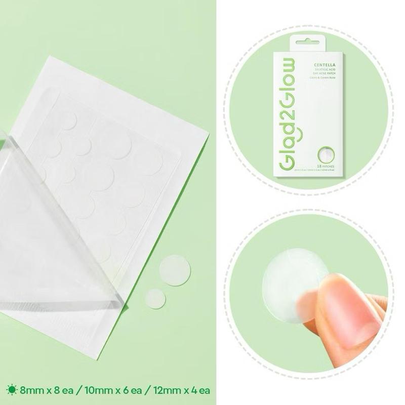 Glad2Glow Centella + Salicylic Acne Patch - Invisible Day & Night Zit Fighter Stickers