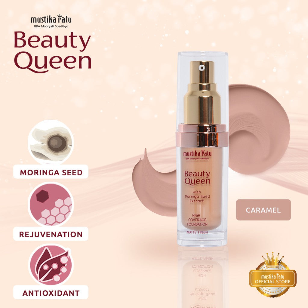 Beauty Queen High Coverage Foundation Matte Finish SPF30 shade Caramel Mustika Ratu