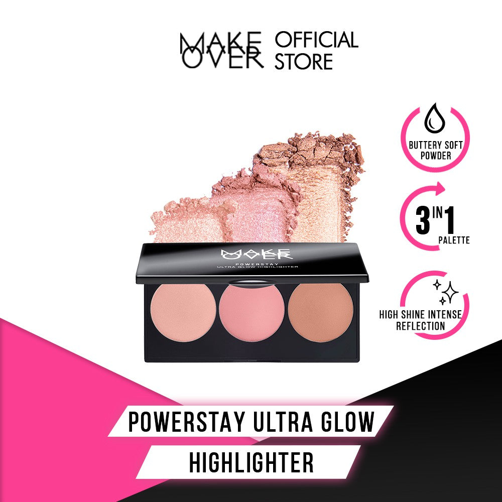 MAKE OVER Powerstay Ultra Glow Highlighter 3 x 3.5 g - Highlighter Palette