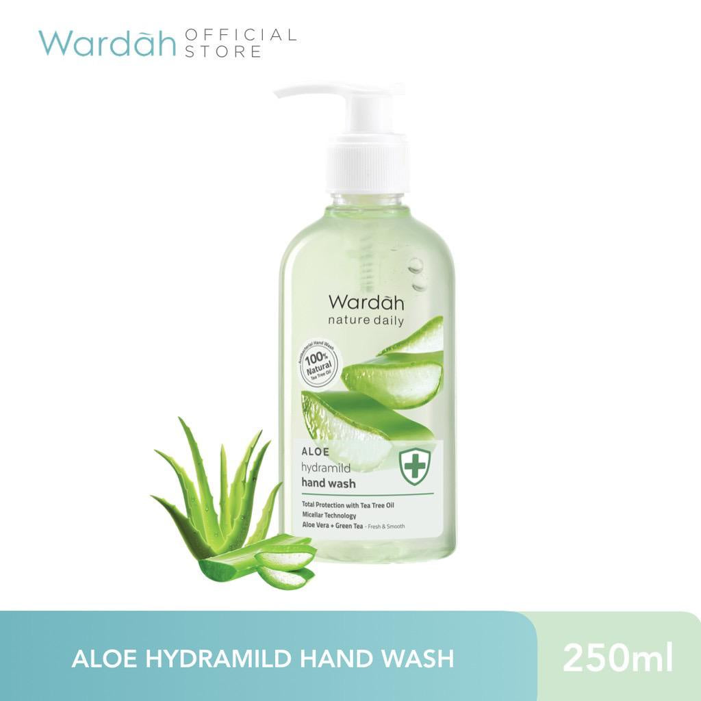 WARDAH Nature Daily Aloe Hydramild Hand Wash - Sabun cuci tangan dengan  Natural Aloe Vera dan Tea Tree Oil - Melembapkan dan Menyegarkan Kulit