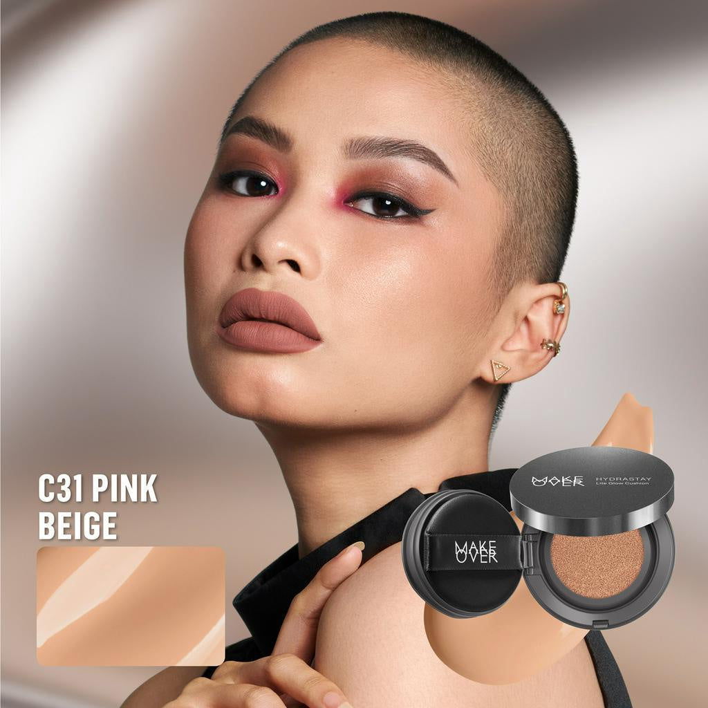 MAKE OVER Hydrastay Lite Glow Cushion 15 g - Cushion atau Foundation Compact untuk Dry Skin atau Kulit Kering BEST SELLER High Coverage Concealer Foundation Make Up Makeup