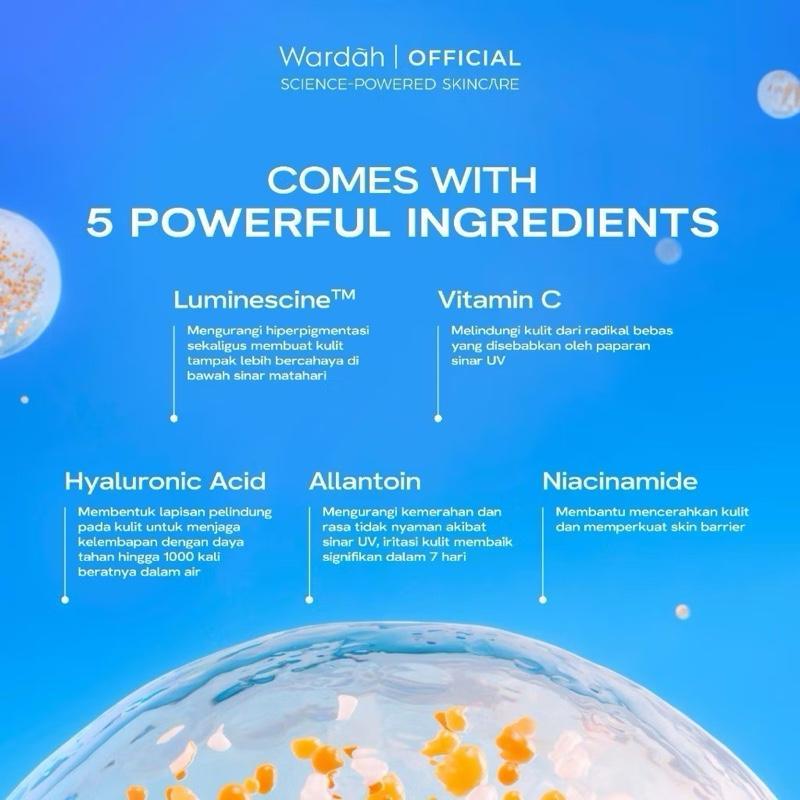 Wardah Glow & Shield Vitamin C SPF 35+ Hydrating Sunscreen Serum - Bright-C Complex & UV Protection for All Skin Types