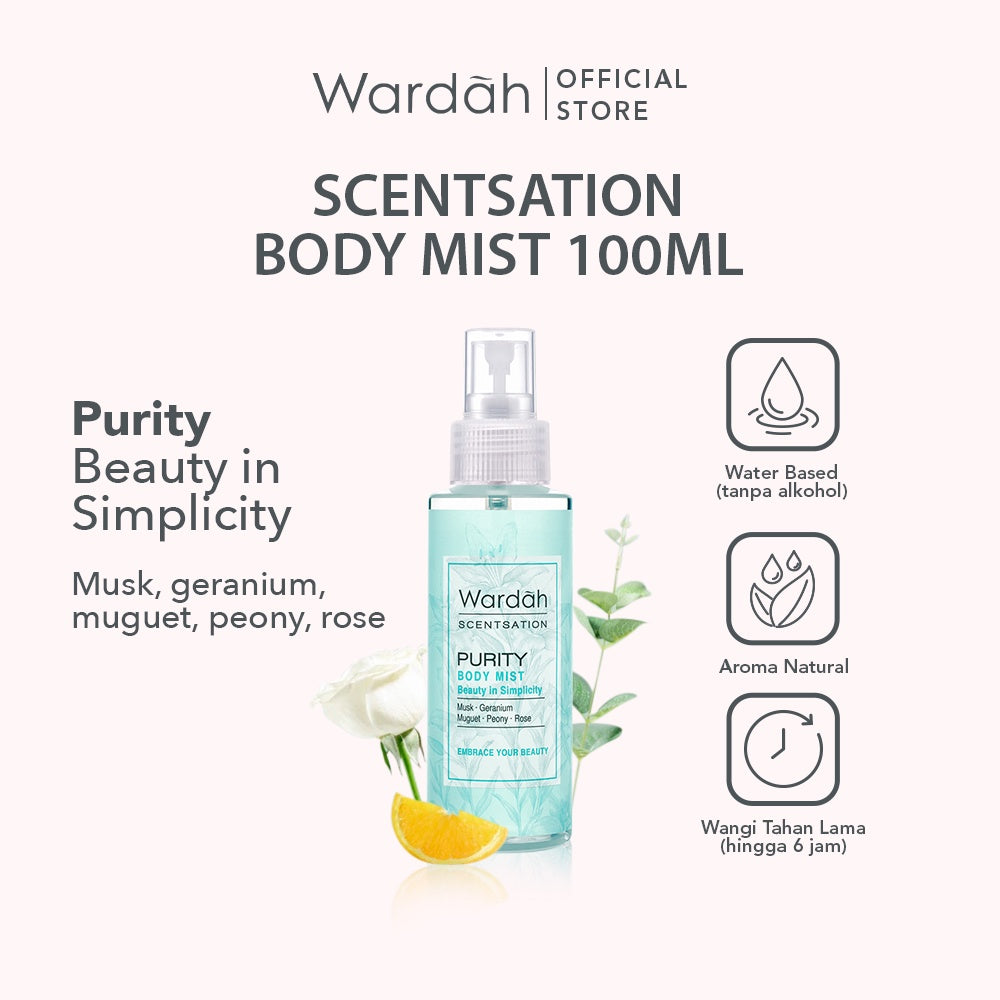 Wardah Scentsation Body Mist 100 ml - Parfum Wanita Wangi Tahan Lama Hingga 5 Jam - Mudah Dibawa - Cocok Digunakan Untuk Aktivitas Sehari-hari