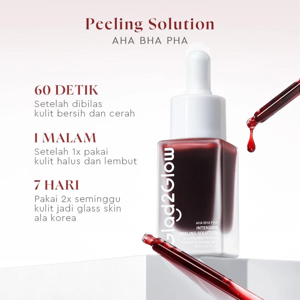 GLAD2GLOW Peeling Solution 15ml | AHA, BHA & PHA Intensive Exfoliating Serum for Dark Spots & Smooth Skin