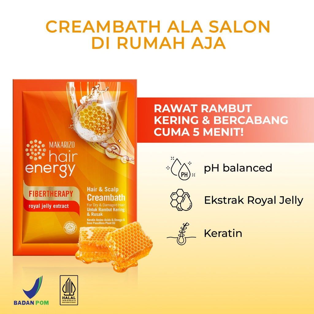 Makarizo Hair Energy Fibertherapy Hair & Scalp Creambath Royal Jelly 60 mL