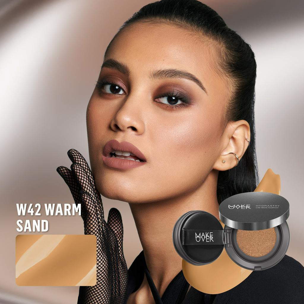 MAKE OVER Hydrastay Lite Glow Cushion 15 g - Cushion atau Foundation Compact untuk Dry Skin atau Kulit Kering BEST SELLER High Coverage Concealer Foundation Make Up Makeup