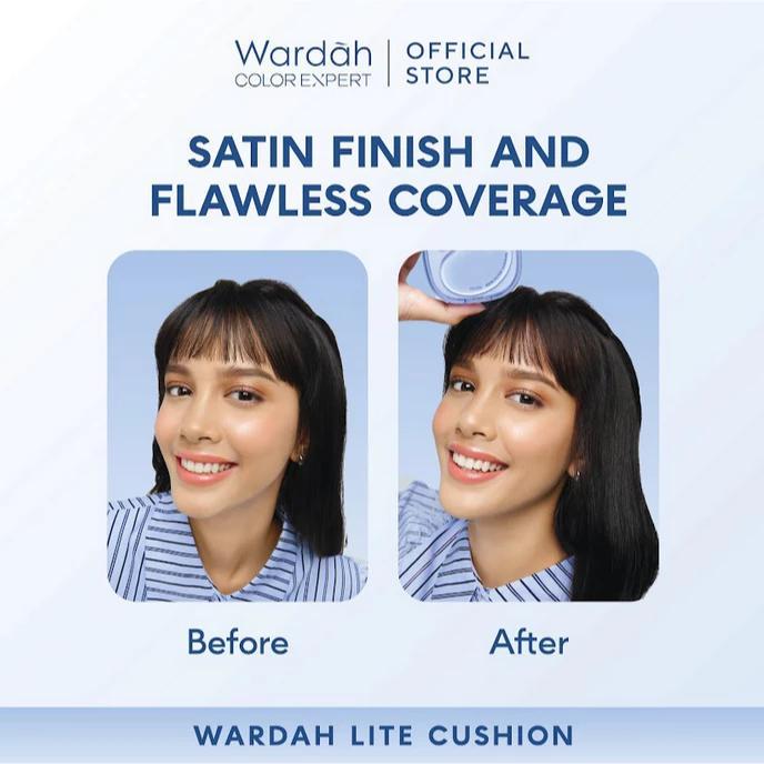 Wardah Lite Skin Filter Cushion 11g NEW Flawless Coverage Cooling Sensation for Sensitive Acne-Prone Skin with Ceramide SPF 40 PA++++ Lightweight Makeup Lasts 8 Hours