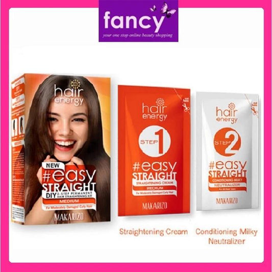 Makarizo HairEnergy EasyStraight Set - 120ml Straightening Cream & Milky Neutralizer for Healthy Shiny Straight Hair