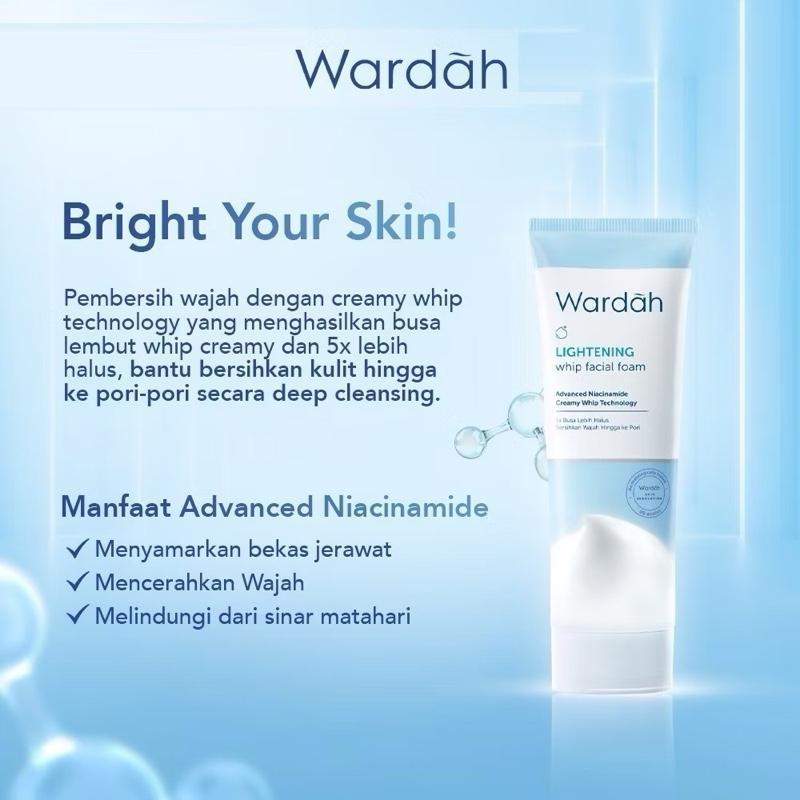 Wardah GlowWhip Cleanse Niacinamide Lightening Foam - Ultra Soft Whip Texture for All Skin Types - Brightens Evens Skin Tone - Dermatologically Tested