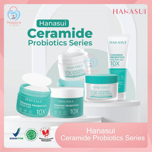 Hanasui Ceramide Probiotics Series Clear Pad 30s Moisturizer Gel 30g & Peeling Gel 100g with 10X Formula