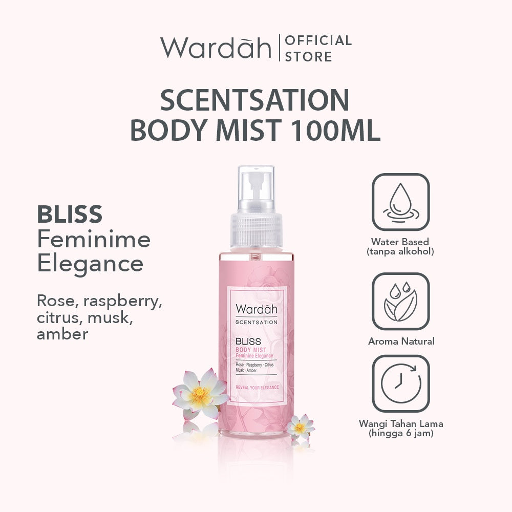 Wardah Scentsation Body Mist 100 ml - Parfum Wanita Wangi Tahan Lama Hingga 5 Jam - Mudah Dibawa - Cocok Digunakan Untuk Aktivitas Sehari-hari