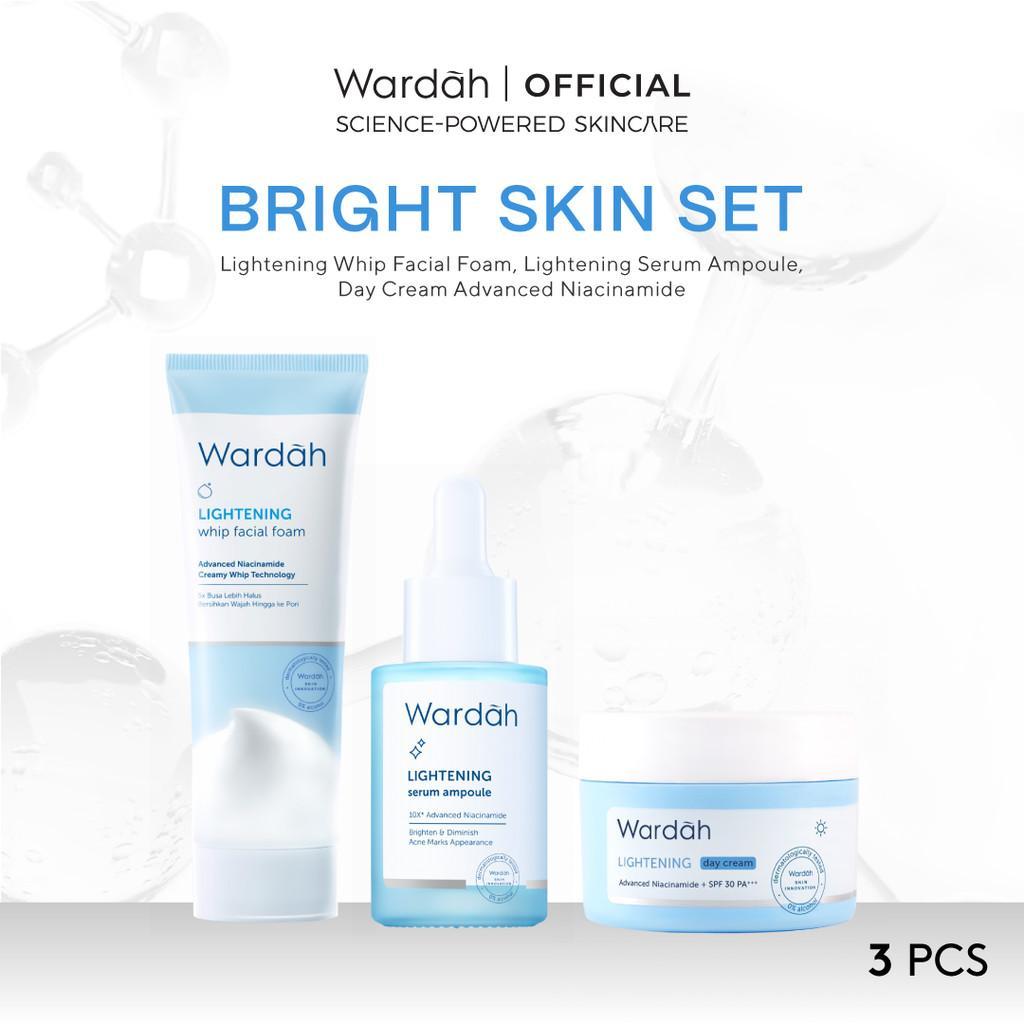 WARDAH [3 pcs] Complete Skincare Set | Face Wash + Day Cream + Serum/Toner | Lightening, Perfect Bright, Crystal Secret | Daily Solution for Glowing Healthy Skin